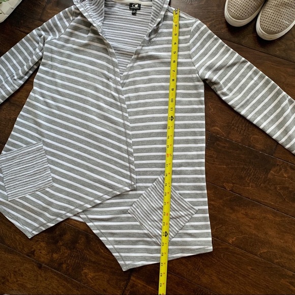 Cable and Gauge Striped Hooded Sweater Grey/White - Picture 5 of 7
